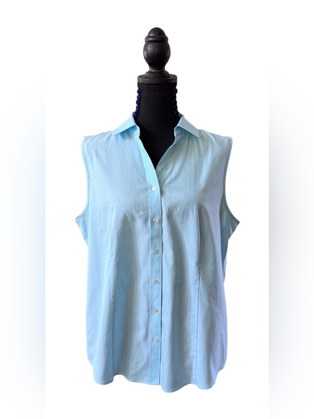 Talbots Light Blue Sleeveless Button-Front Blouse